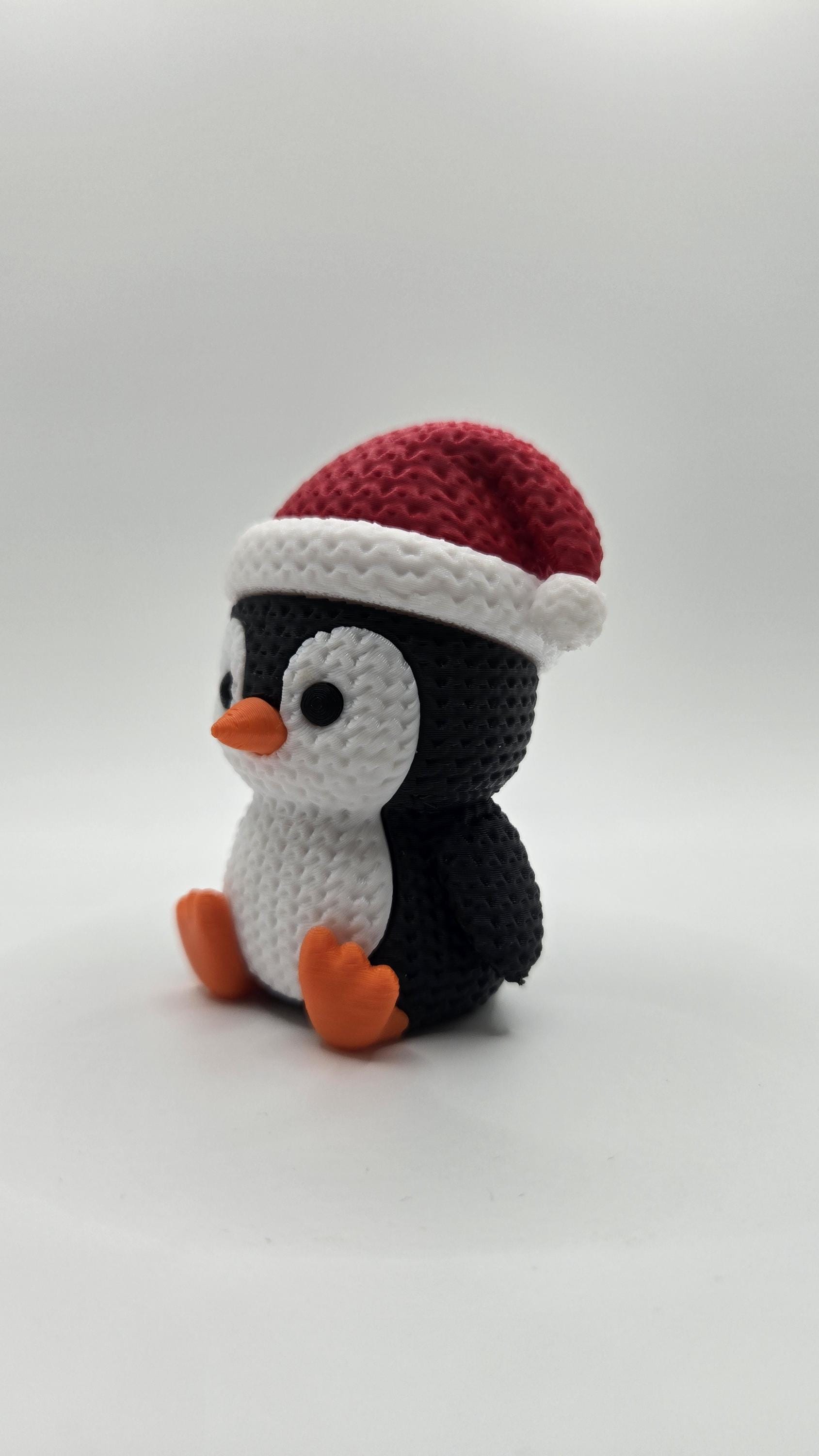 3D Printed Winter Crochet Penguin, Knit Design Figurine