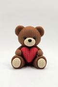 3D Printed Crochet-Style Valentine Bear – Heart Keepsake, Handmade Love Gift