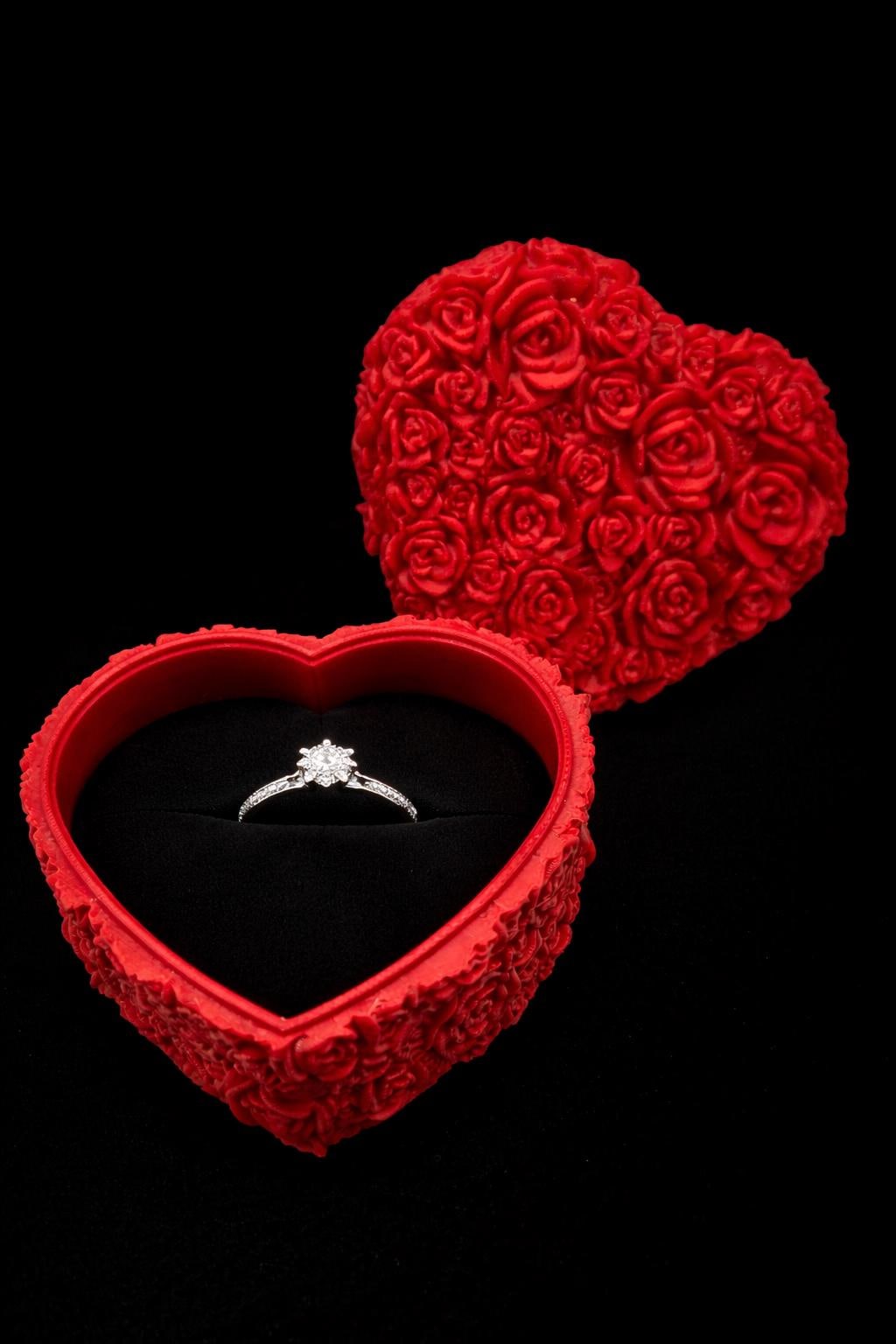 3D Printed Rose Heart Trinket Box | Romantic Valentine's Decor