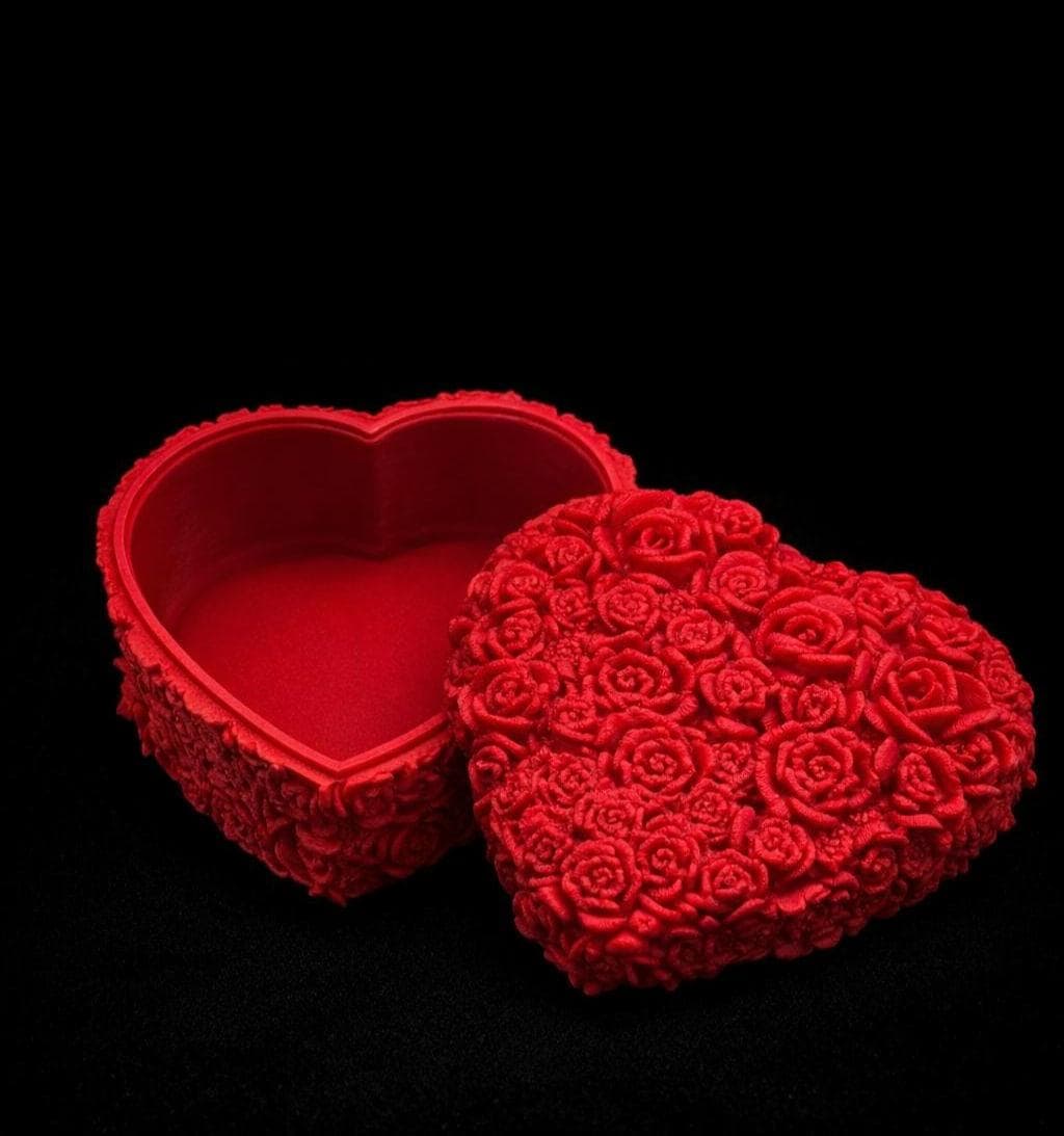 3D Printed Rose Heart Trinket Box | Romantic Valentine's Decor