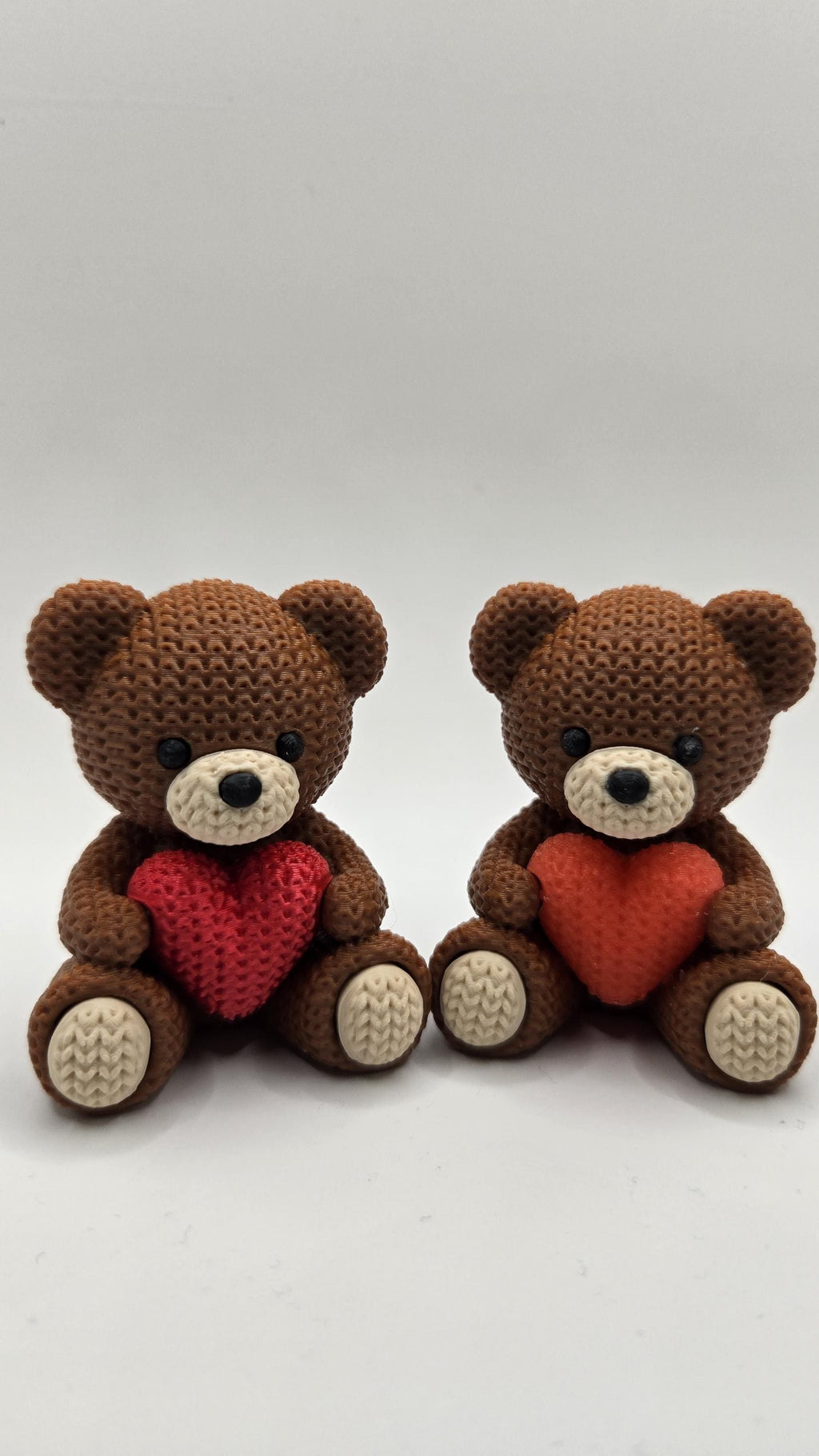 3D Printed Crochet-Style Valentine Bear – Heart Keepsake, Handmade Love Gift