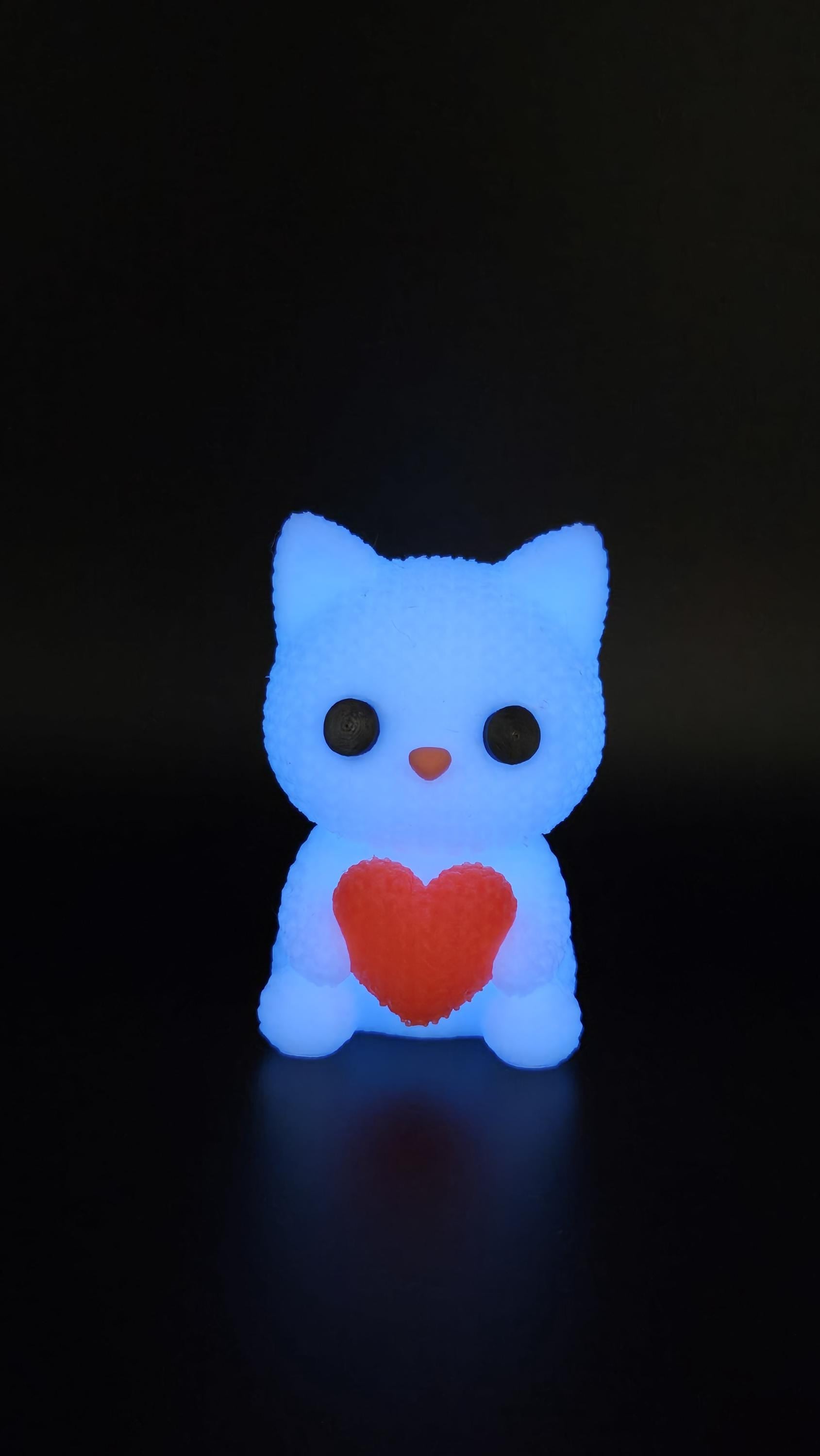 3D Printed Glow-in-the-dark Crocheted Love Heart, Knit Design Cat