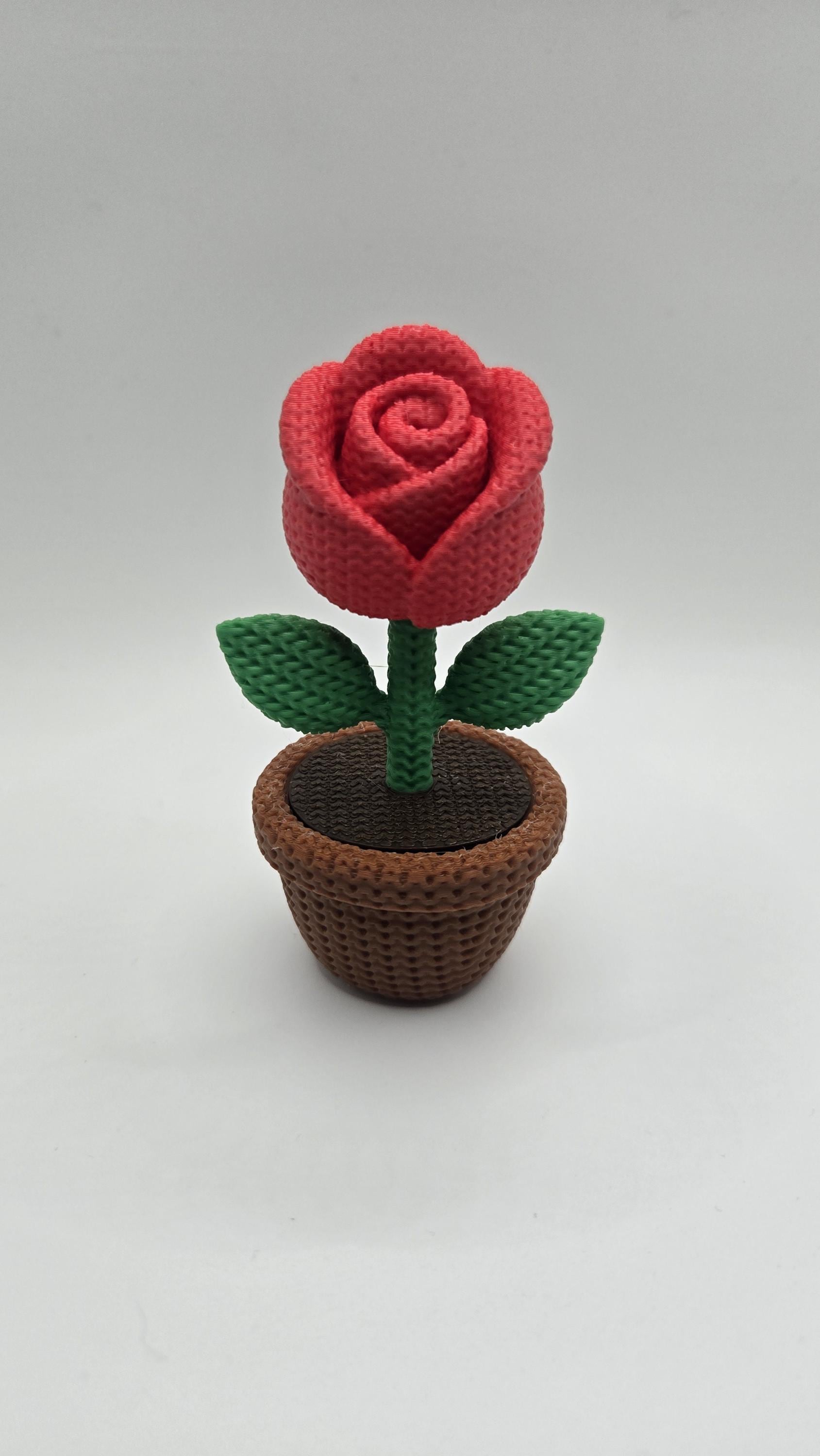 Forever Rose 3D Printed Crotchet Rose Flower Pot– Knit Style Valentine's Day Gift