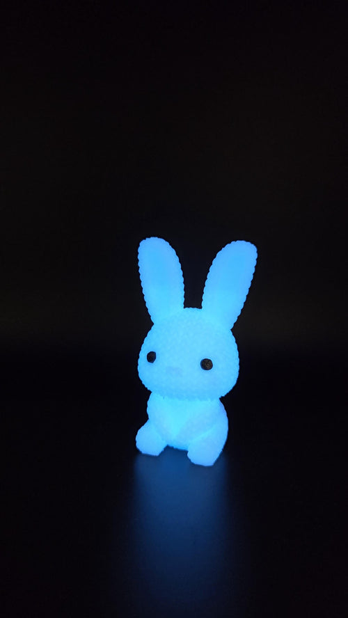 3D Printed Crochet Style Glow-in-the-dark Bunny, Knit Design Easter and Spring Rabbit Decor