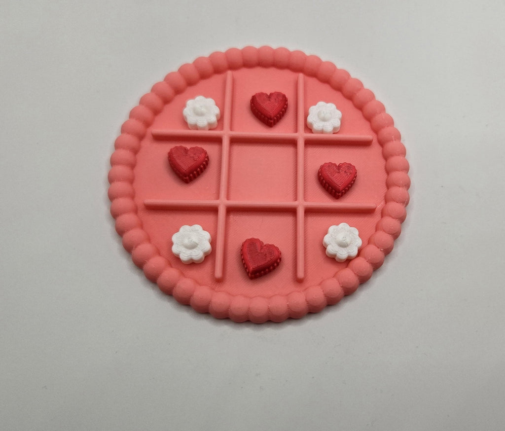 3D Printed Valentine Tic Tac Toe Game | Hearts & Flowers Board