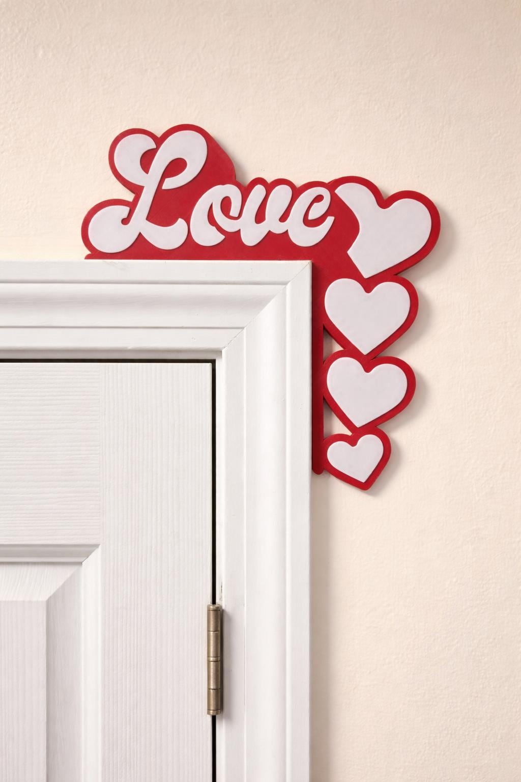 Love Hearts Door Corner Wall Decor 3D Printed Valentine's Day Window Holiday Decoration