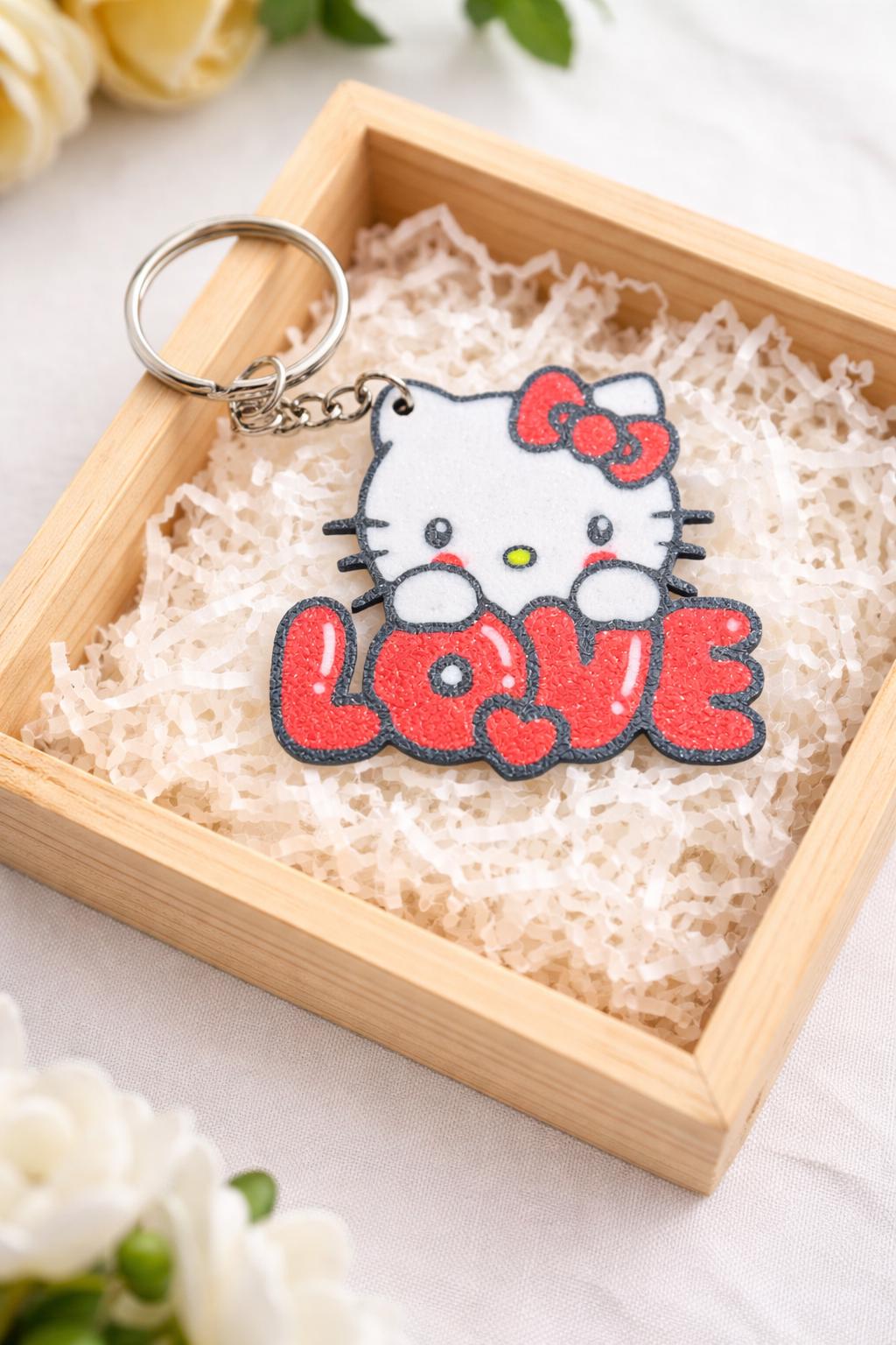 Hello Kitty Love Keychain, 3D Printed Valentine's Day Accessory