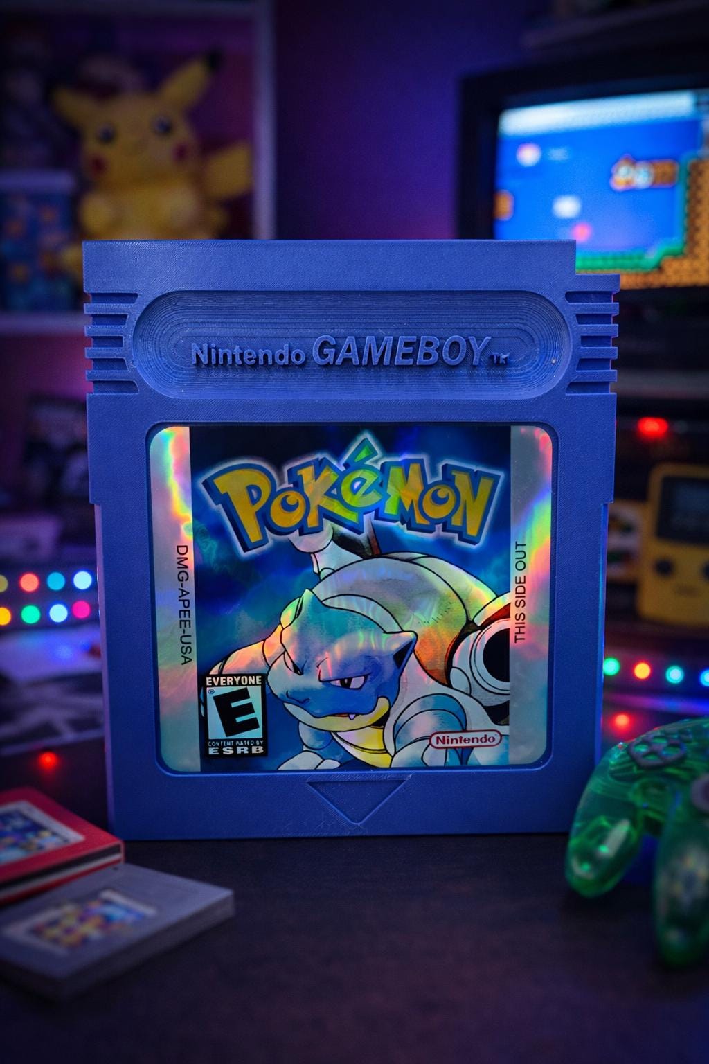 Jumbo Pokemon Cartridge Wall Art | Oversized Retro Arcade 3D Printed Decor