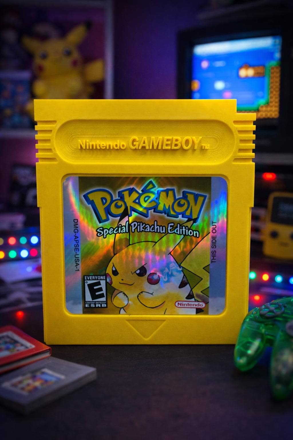 Jumbo Pokemon Cartridge Wall Art | Oversized Retro Arcade 3D Printed Decor