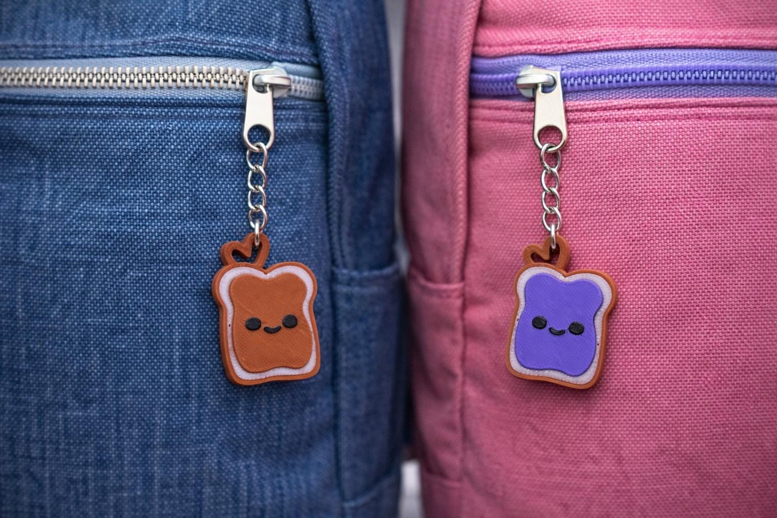 3D Printed PB&J Keychain Set: Friends Matching Charm