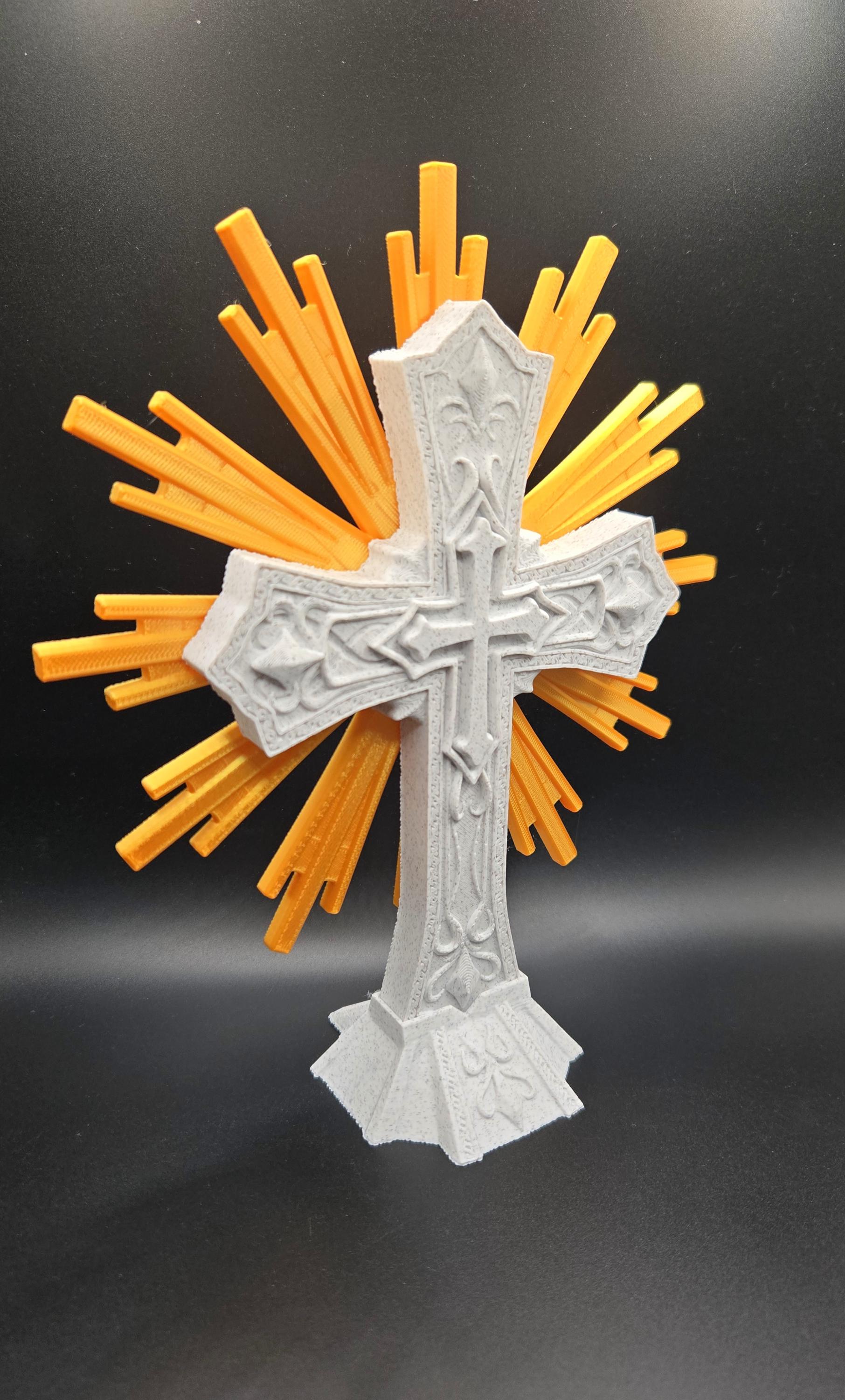 3D Printed Sacred Cross | Marble and Gold Christian Home Decor