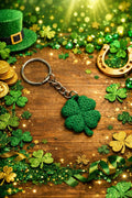 3D Printed Crochet Lucky Four Leaf Clover | St. Patrick's Day Keychain