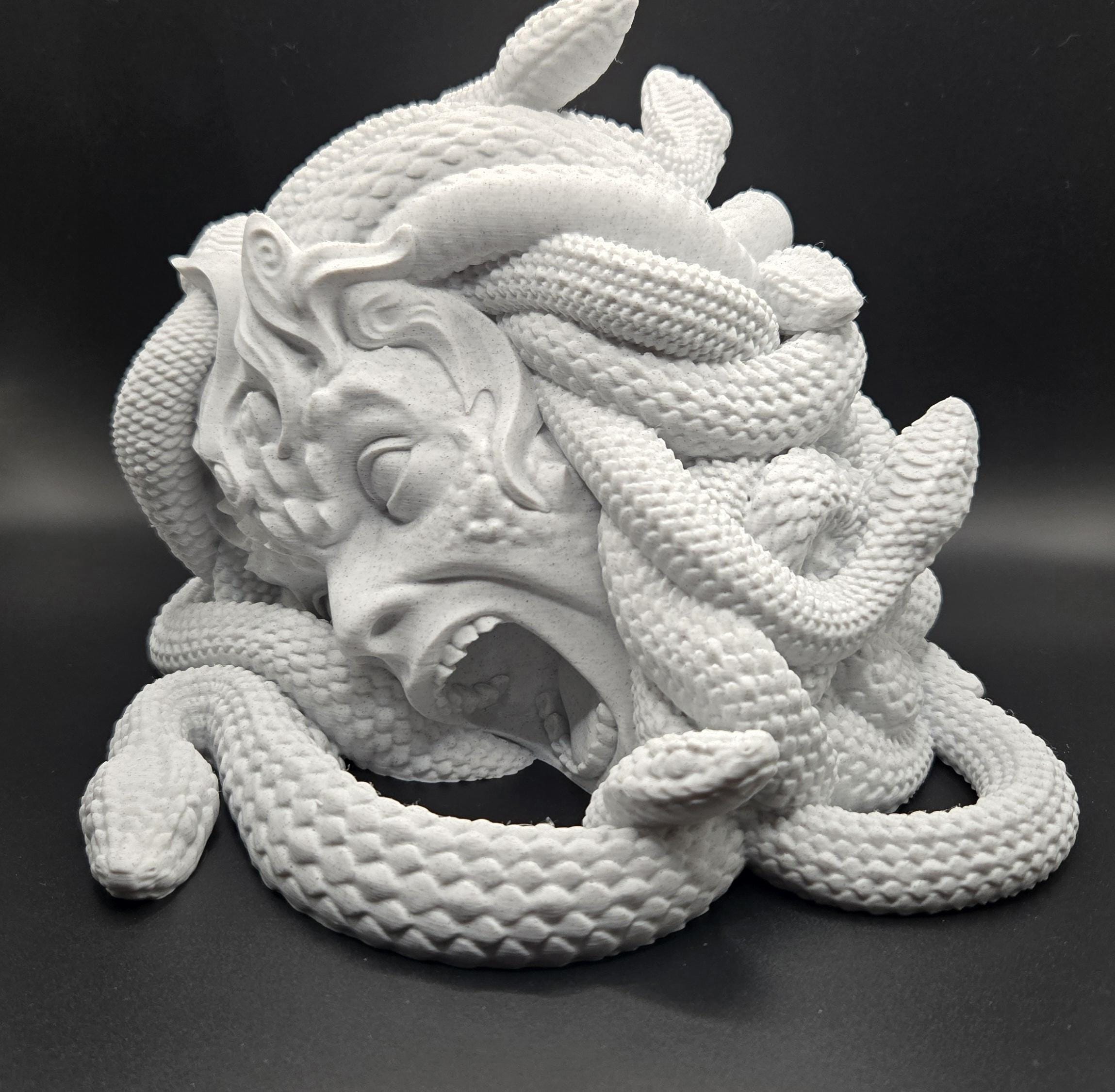 Marble Medusa 3D Printed Gorgon Dice Tower