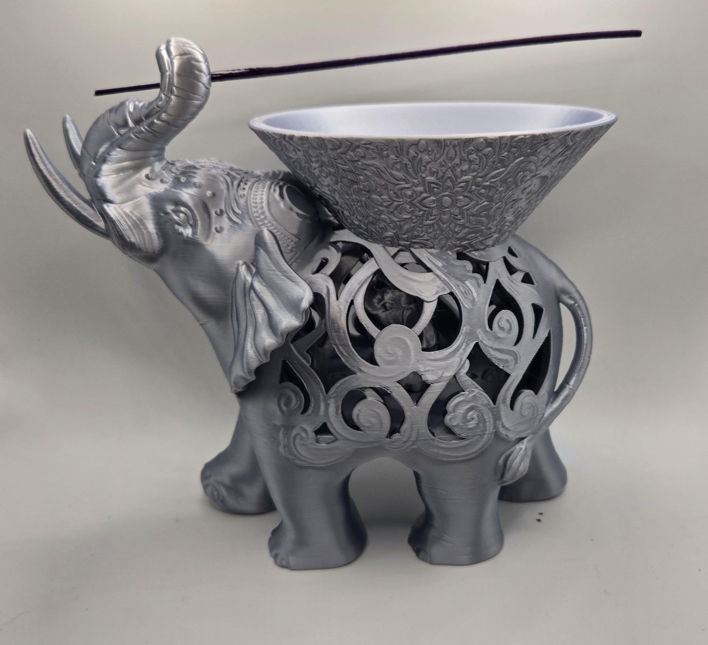 Elephant Incense Holder 3D Printed Trinket and Key Dish