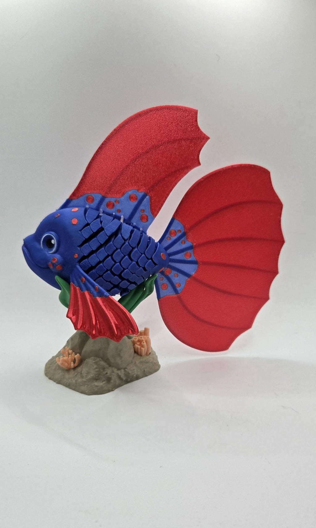 Betta Fish Articulated 3D Printed Fidget Toy and Stand