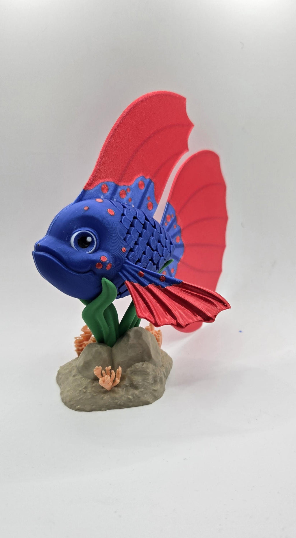 Betta Fish Articulated 3D Printed Fidget Toy and Stand