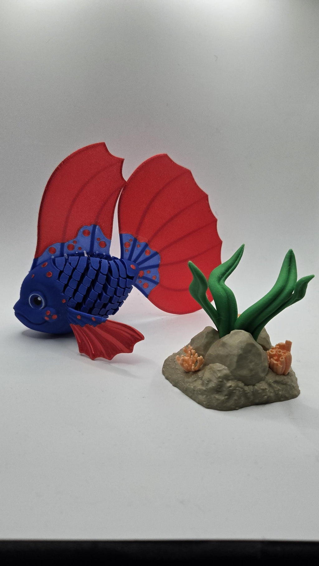 Betta Fish Articulated 3D Printed Fidget Toy and Stand