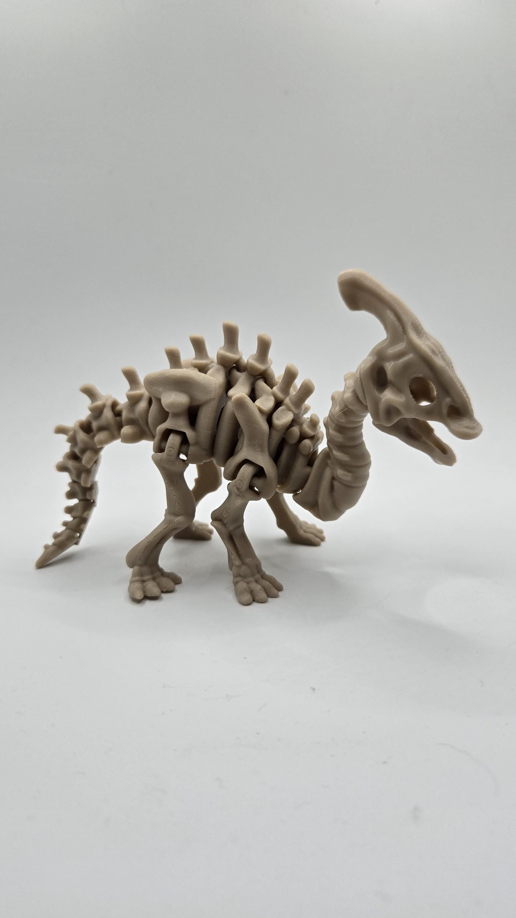 Parasaurolophus Skeleton Articulated Fidget 3D Printed Fossil Flexi Standing Figurine