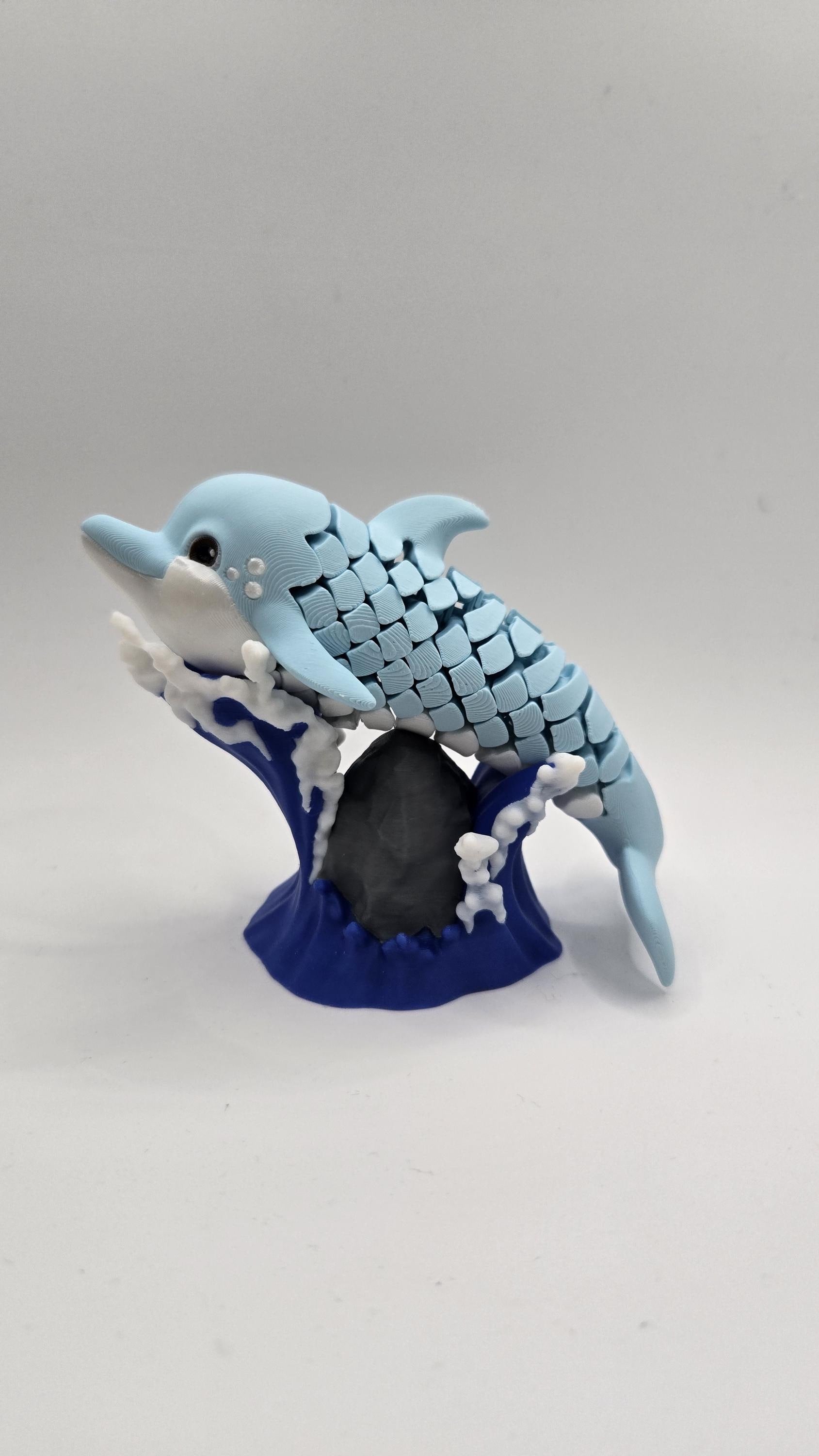 Dolphin Articulated 3D Printed Fidget Toy and Waves Stand