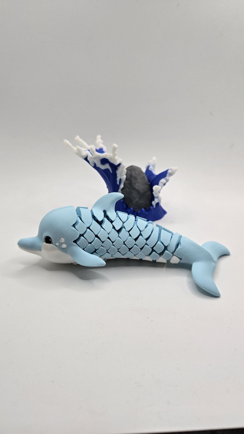 Dolphin Articulated 3D Printed Fidget Toy and Waves Stand