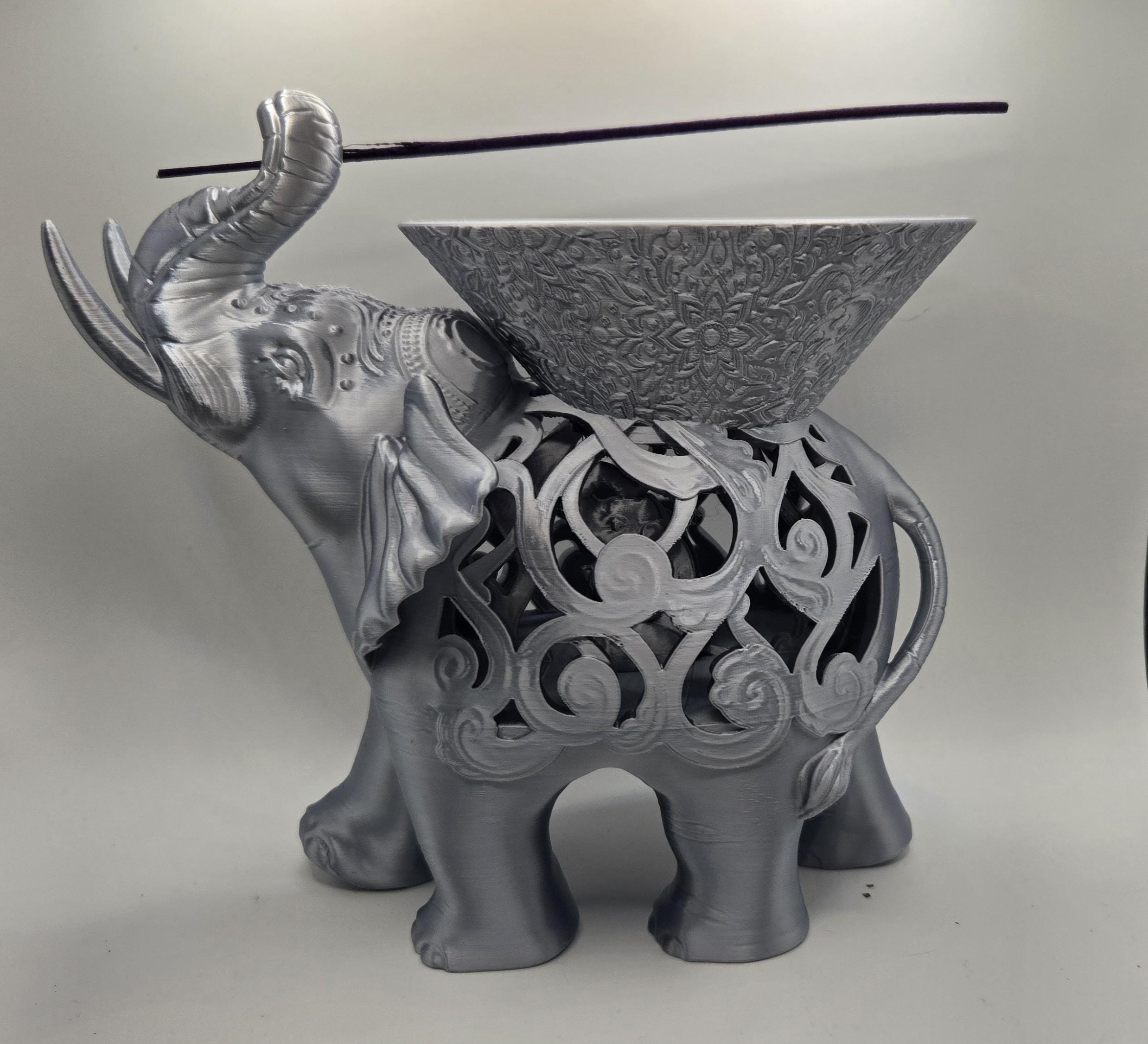 Elephant Incense Holder 3D Printed Trinket and Key Dish