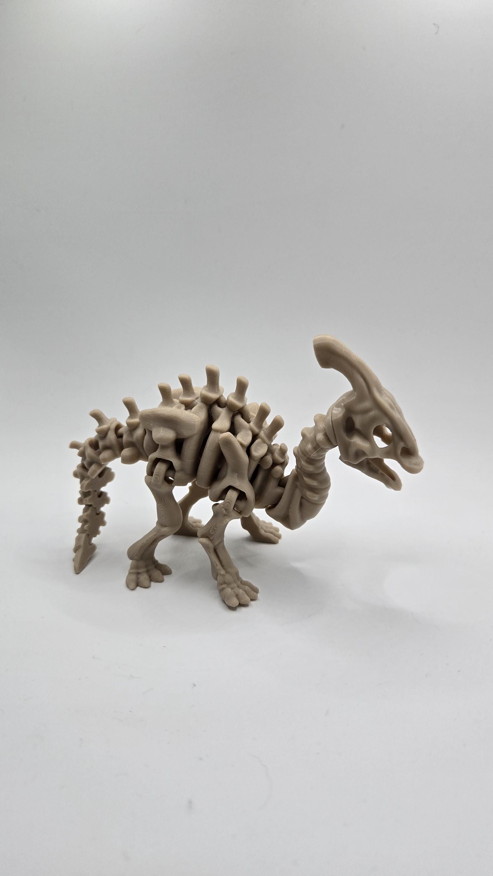 Parasaurolophus Skeleton Articulated Fidget 3D Printed Fossil Flexi Standing Figurine